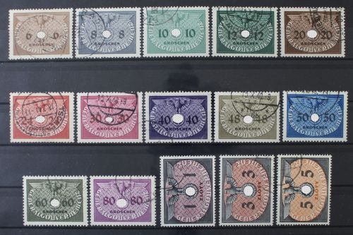 Generalgouvernement Dienstmarken, MiNr. 1-15, gestempelt