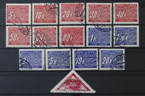 Böhmen & Mähren Portomarken, MiNr. 1-14 + 15, gestempelt