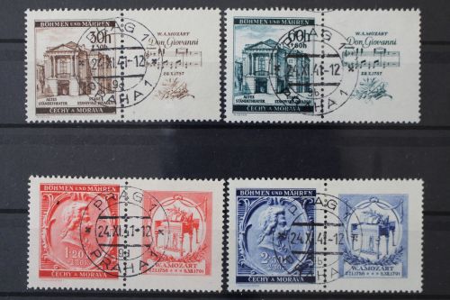 Böhmen & Mähren, MiNr. 79-82 Zierfeld rechts, gestempelt