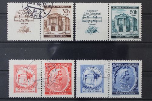 Böhmen & Mähren, MiNr. 79-82 Zierfeld links, gestempelt