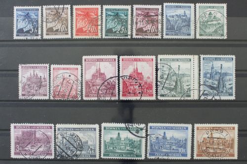 Böhmen & Mähren, MiNr. 20-37, gestempelt