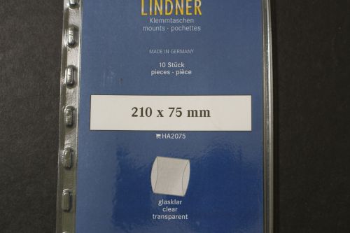 Lindner-Klemmtaschen, 10 Streifen glasklar, 75 mm