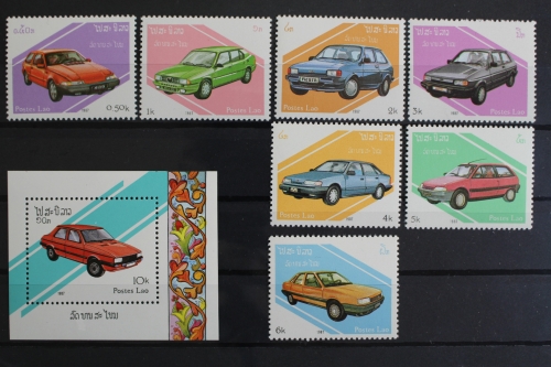 Laos, Auto, MiNr. 1010-1016 + Block 117, postfrisch