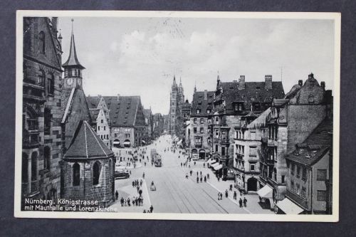 Nürnberg, Königstrasse mit Mauthalle u. Lorenzkirche