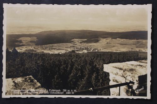 Bischofsgrün, Fichtelgebirge, Blick vom Asenturm auf dem Ochsenkopf