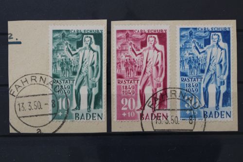 Franz. Zone Baden, MiNr. 50-52, Briefstücke, BPP Signatur