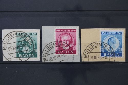 Franz. Zone Baden, MiNr. 47-49, Briefstücke, BPP Signatur