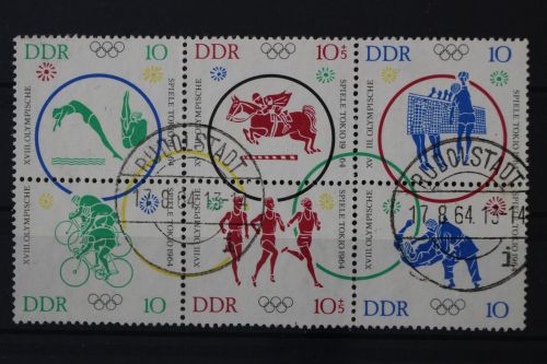 DDR, MiNr. 1039-1044 Sechserblock, gestempelt