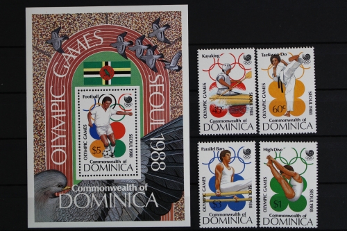 Dominica, MiNr. 1082-1084, Block 127, postfrisch