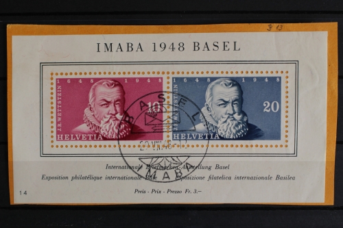 Schweiz, MiNr. Block 13, Briefstück