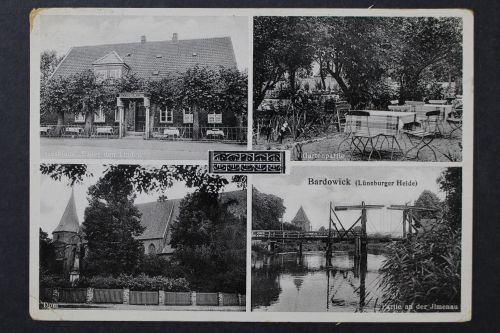 Bardowick, Gasthaus "unter den Linden", Gartenpartie, Dom, Ilmenau