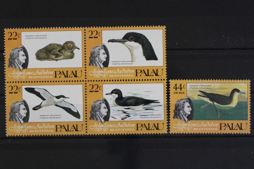 Palau, Vögel, MiNr. 65-69, Viererblock + 1 Wert, postfrisch