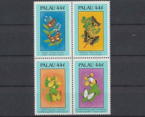 Palau, Schmetterlinge, MiNr. 221-224 Viererblock, postfrisch