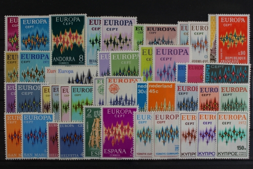 Europa Union (CEPT) Jahrgang 1972 incl. Span. Andorra, postfrisch / MNH