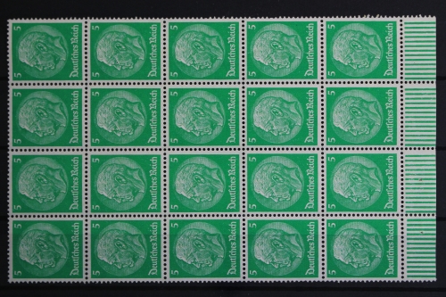 Deutsches Reich, MiNr. 515, 20er Bogenteil UR im Walzendruck, postfrisch