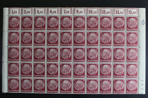 Deutsches Reich, MiNr. 520, 50er Bogenteil, obere Hälfte, postfrisch