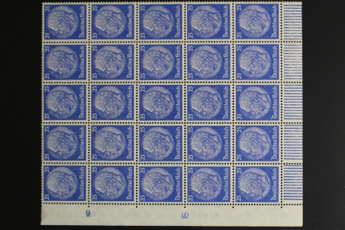 Deutsches Reich, MiNr. 522, 25er Bogeteil, Ecke li. unten, postfrisch