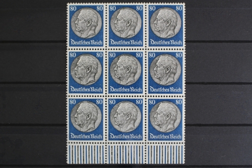 Deutsches Reich, MiNr. 527, 9er Block, UR im Walzendruck, postfrisch