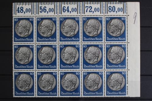 Deutsches Reich, MiNr. 527, 15er Bogenteil, Ecke re. o., postfrisch