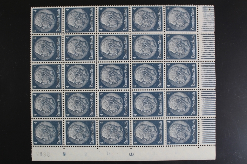 Deutsches Reich, MiNr. 514, 25er Bogenteil, Ecke links unten, postfrisch