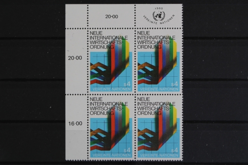UNO Wien, MiNr. 7 RZf, 4er Block, Ecke links oben, postfrisch