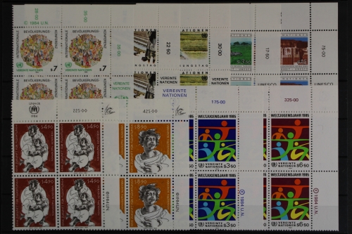 UNO Wien, MiNr. 38-46, Jahrgang 1984, Viererblöcke, postfrisch