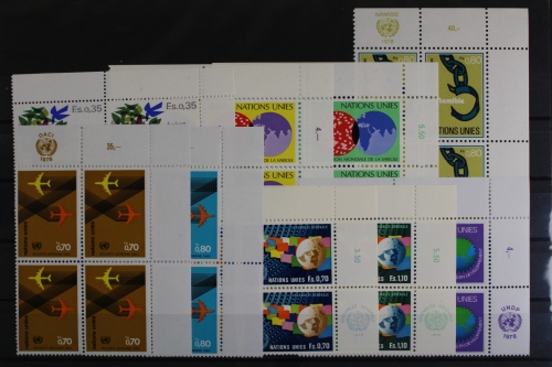 UNO Genf, MiNr. 72-80, Jhg. 1978, VB, Ecken re. oben, postfrisch