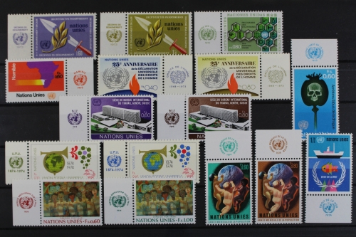UNO Genf, MiNr. 30-45, Jhg. 1973 u. 1974, Zierfelder, postfrisch