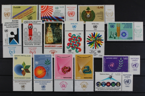 UNO Genf, MiNr. 96-110, Jhg. 1981 u. 1982, Zierfelder, postfrisch