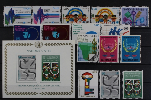 UNO Genf, MiNr. 81-95, Jahrgang 1970 u. 1980, postfrisch