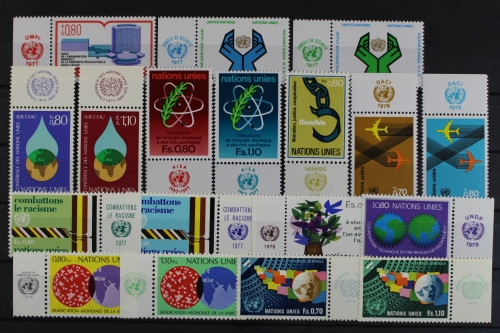 UNO Genf, MiNr. 63-80, Jhg. 1977 u. 1978, Zierfelder, postfrisch