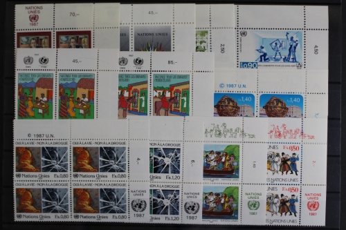 UNO Genf, MiNr. 151-161, Jhg. 1987, VB, Ecken re. oben, postfrisch