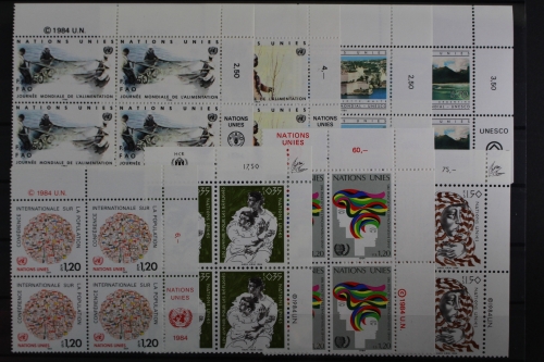 UNO Genf, MiNr. 119-126, Jhg. 1984, VB, Ecken re. o., postfrisch
