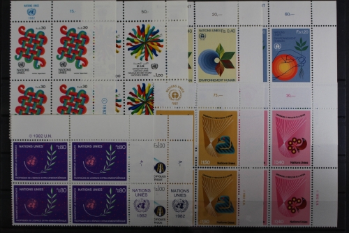 UNO Genf, MiNr. 103-110, Jhg. 1982, VB, Ecken re. o., postfrisch