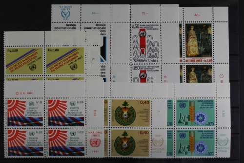 UNO Genf, MiNr. 96-102, Jhg. 1981, VB, Ecken re. o., postfrisch
