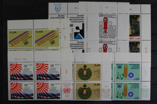 UNO Genf, MiNr. 96-102, Jhg. 1981, VB, Ecken re. o., postfrisch