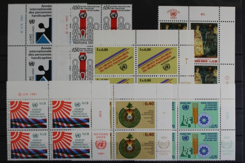 UNO Genf, MiNr. 96-102, Jhg. 1981, VB, Ecken, postfrisch