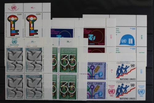 UNO Genf, MiNr. 88-95, Jhg. 1980, ohne Block, VB, Ecken re. o., postfrisch