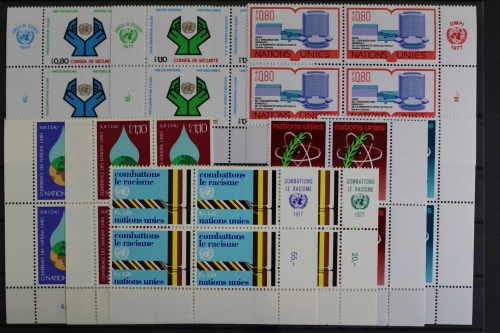 UNO Genf, MiNr. 63-71, Jhg. 1977, VB, Ecken, postfrisch