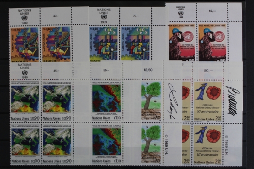 UNO Genf, MiNr. 173-179, Jhg. 1989, VB, Ecken re. o., postfrisch