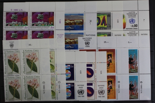 UNO Genf, MiNr. 182-191, Jhg. 1990, VB, Ecken re. o., postfrisch