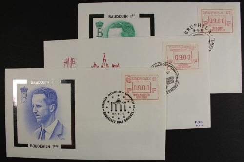 Belgien ATM, MiNr. 6-8, je 1 Wert, FDC