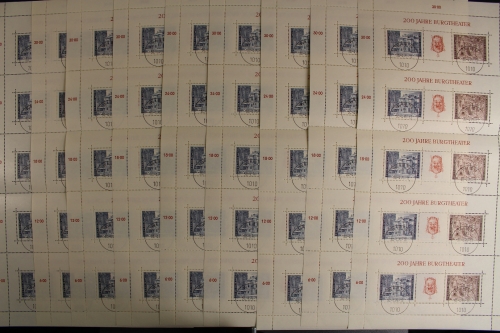 Österreich, MiNr. Block 3, 9 Bögen m. je 5 Blöcken=45 Blöcke, gestempelt