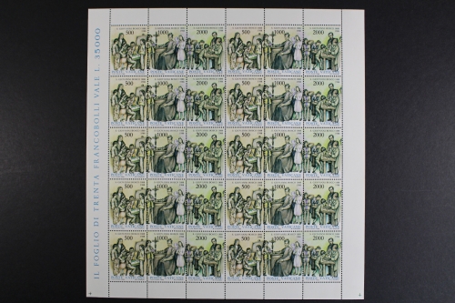 Vatikan, MiNr. 937-939 Bogen mit 10 Dreierstreifen, postfrisch