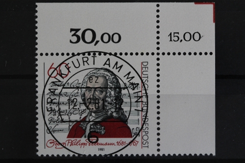 Deutschland (BRD), MiNr. 1085, Ecke re. oben mit KBWZ, EST