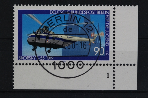 Berlin, MiNr. 620, Ecke re. unten, FN 1, gestempelt