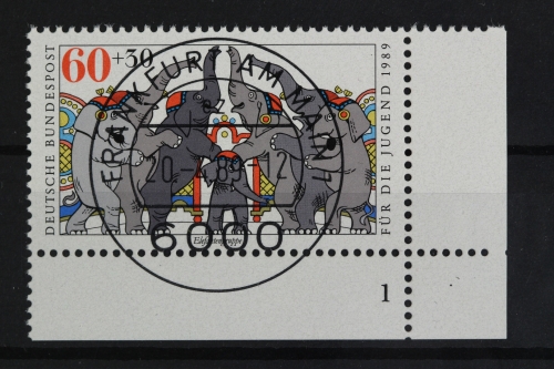 Deutschland (BRD), MiNr. 1411, Ecke re. unten, FN 1, gestempelt