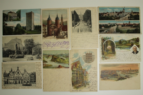 90 alte Ansichtskarten ab ca. 1898-1920, alles Deutschland