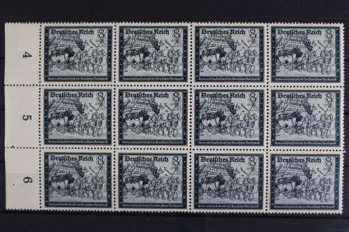 Deutsches Reich, MiNr. 889 PLF II, 12er Block, postfrisch