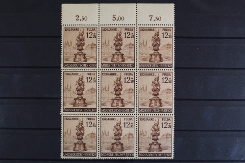 Deutsches Reich, MiNr. 886 PLF II, 9er Block, Oberrand, postfrisch